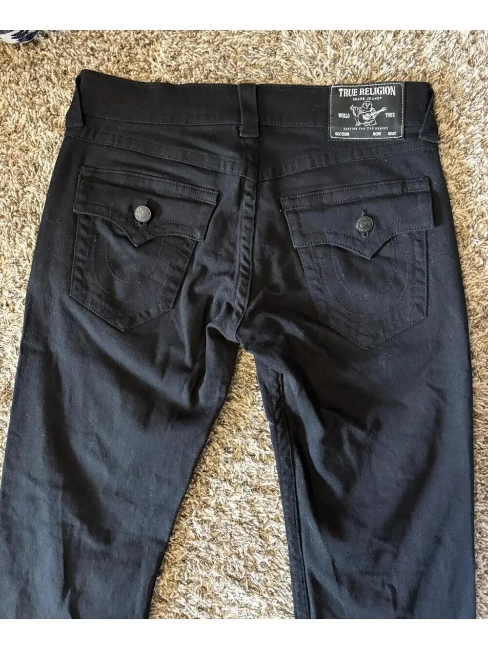 True Religion Ricky SN Flap Relaxed Straight Jeans Men’s Size 30x32 Black Denim